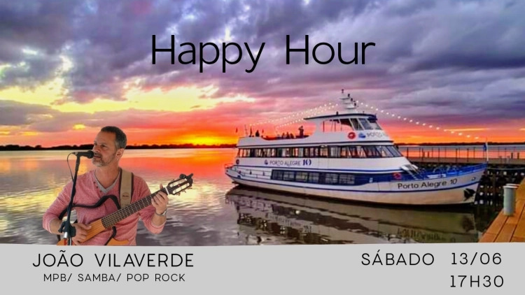  Happy Hour com m&uacute;sica ao vivo - Passeio de Barco em Porto Alegre